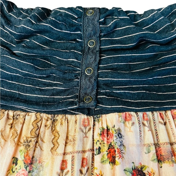 Muchacha Strapless Black and Peach Colored Tiered Midi Casual Dress Size Medium - Picture 9 of 15